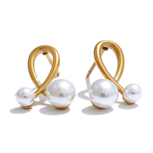 Yhpup Chic Daily Fashion Stainless Steel Earrings Korean Waterproof Smooth Imitation Exquisite Accessories Jewelry for Women