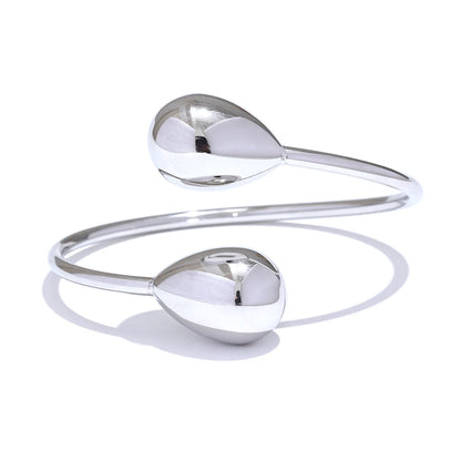 Yhpup Distinctive Stainless Steel Water Drop Cuff Adjustable Bracelet Bangle Water Resistant Texture Metal Stylish Jewelry New