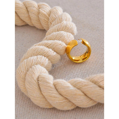 Yhpup Size 678 Sleek Metal Stainless Steel Shiny Cubic Zirconia Wide Golden Ring 18K PVD Plated Charm Daily Jewelry Gift