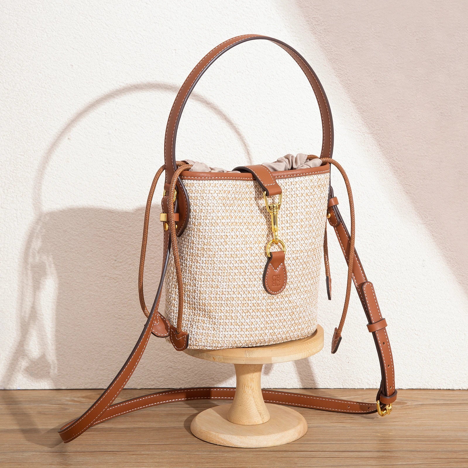 CH Summer New PP Grass Woven Handbag Holiday Phone Bag Women's Shoulder Bag
