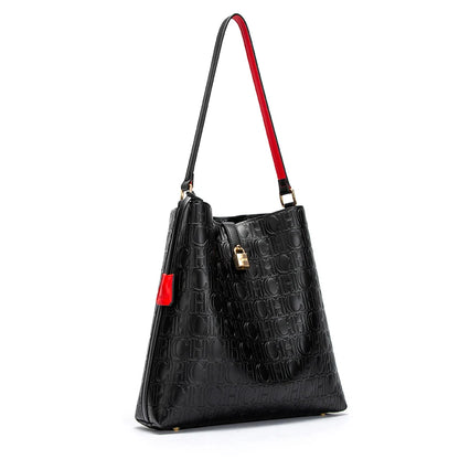 Lock Accessories Pure Colour Simple Design Classic Ladies Shoulder Bag Letter Print Large Capacity Ladies Handbag