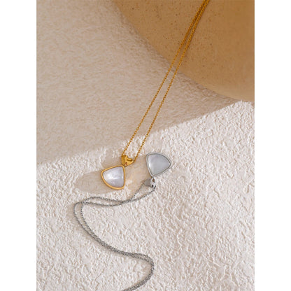 Yhpup Korean Style Natural Thick Shell Chic Pendant Necklace Chain Cross Heart High Quality Women Fashion Jewelry Delicate Gift