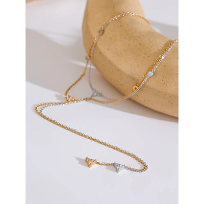 Yhpup High Quality Stainless Steel Bling Cubic Zirconia Long Thin Chain Necklace Fashion Recommend Jewelry Tarnish Resistant