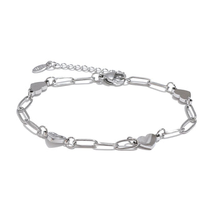 Yhpup Fashion Stainless Steel Heart Handmade Chain Bracelet Bangle Waterproof Daily Charm Wrist Jewelry Bijoux Femme