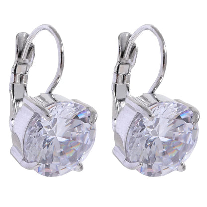 Yhpup Luxury Colorful Shiny AAA Cubic Zirconia Stainless Steel Round Ear Clasp Hoop Earrings Wedding Party Gift Delicate Jewelry