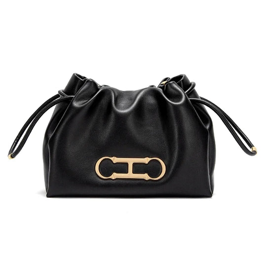 Solid Color Retro Style Women's Shoulder Bag Classic Fashion Women's New Drawstring Design Shoulder Bag