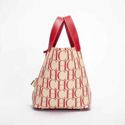 Classic Fashion Retro Design New 2024 Women's Vegetable Basket Bag with Metal Decorative Letter Design Women's Handbag