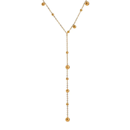 Yhpup Stainless Steel Bead Long Pendant Necklace Minimalist 18 K PVD Plated Metal Collar Fashion Jewelry бижутерия Party Gift