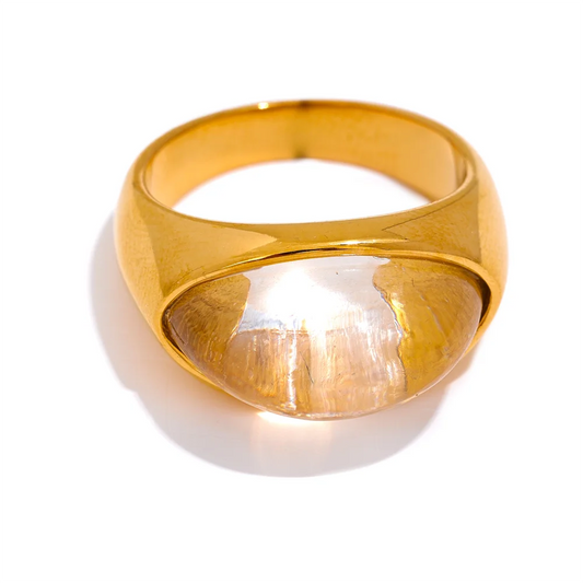 Yhpup Creative Resin 316L Stainless Steel Geometric Cast Fashion Mysterious Ring Charm High Quality Jewelry Bijoux Women Gift