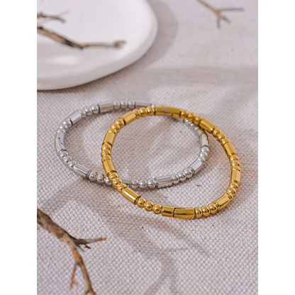 Yhpup 57mm Waterproof Stainless Steel Cast Bead Bracelet Bangle Statement Metal Texture Wrist Jewelry Women's Accessories New
