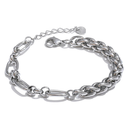 Yhpup Fashion Stainless Steel Metal Chain Statement Bracelet Bangle 18K Gold Waterproof Plated Jewelry Bijoux Femme