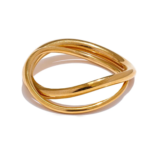 Yhpup Minimalist Stainless Steel Double Round Fine Ring 18K PVD Plated Women Summer Finger Daily Jewelry Accessories New