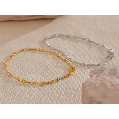 Yhpup Stainless Steel Metal Chic Twisted Handmade Chain Summer Bracelet Bangle 18K PVD Plated Water Resistant Wrist Jewelry Gift