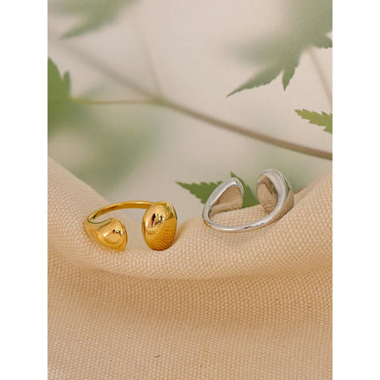 Yhpup Stainless Steel High Quality Minimalist Daily Smooth Fashion Open Adjustable Ring Waterproof Electroplated Cast Jewelry