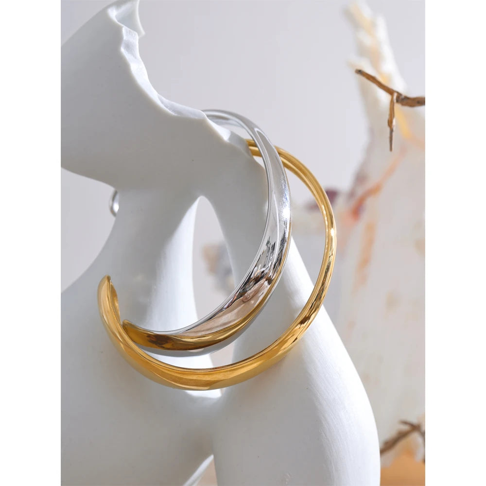 Yhpup 64mm Minimalist Stainless Steel High Quality Round Cuff Open Bracelet Bangle Tarnish Resistant Metal Personalized Jewelry