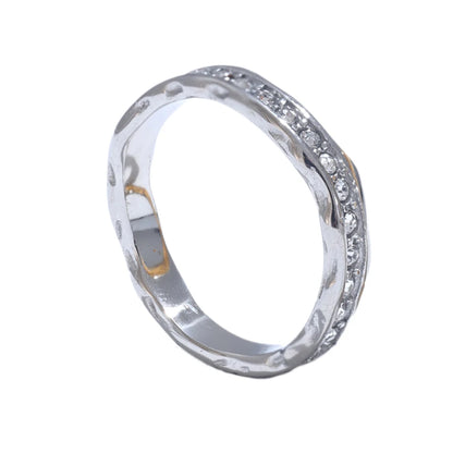 Yhpup Size 7 Cubic Zirconia 316L Stainless Steel Finger Casting Ring for Women Water Resistant Metal Fashion Charm Jewelry Gift