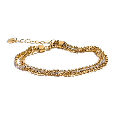 Yhpup Trendy Stainless Steel Cubic Zirconia Chain Layered Bracelet Bangle for Women High Quality Fashion Jewelry Bijoux Gift