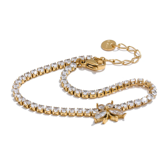Yhpup High-Grade Accessories Bling Cubic Zirconia Butterfly Bracelet Bangle Gold Silver Color Stainless Steel Delicate Jewelry