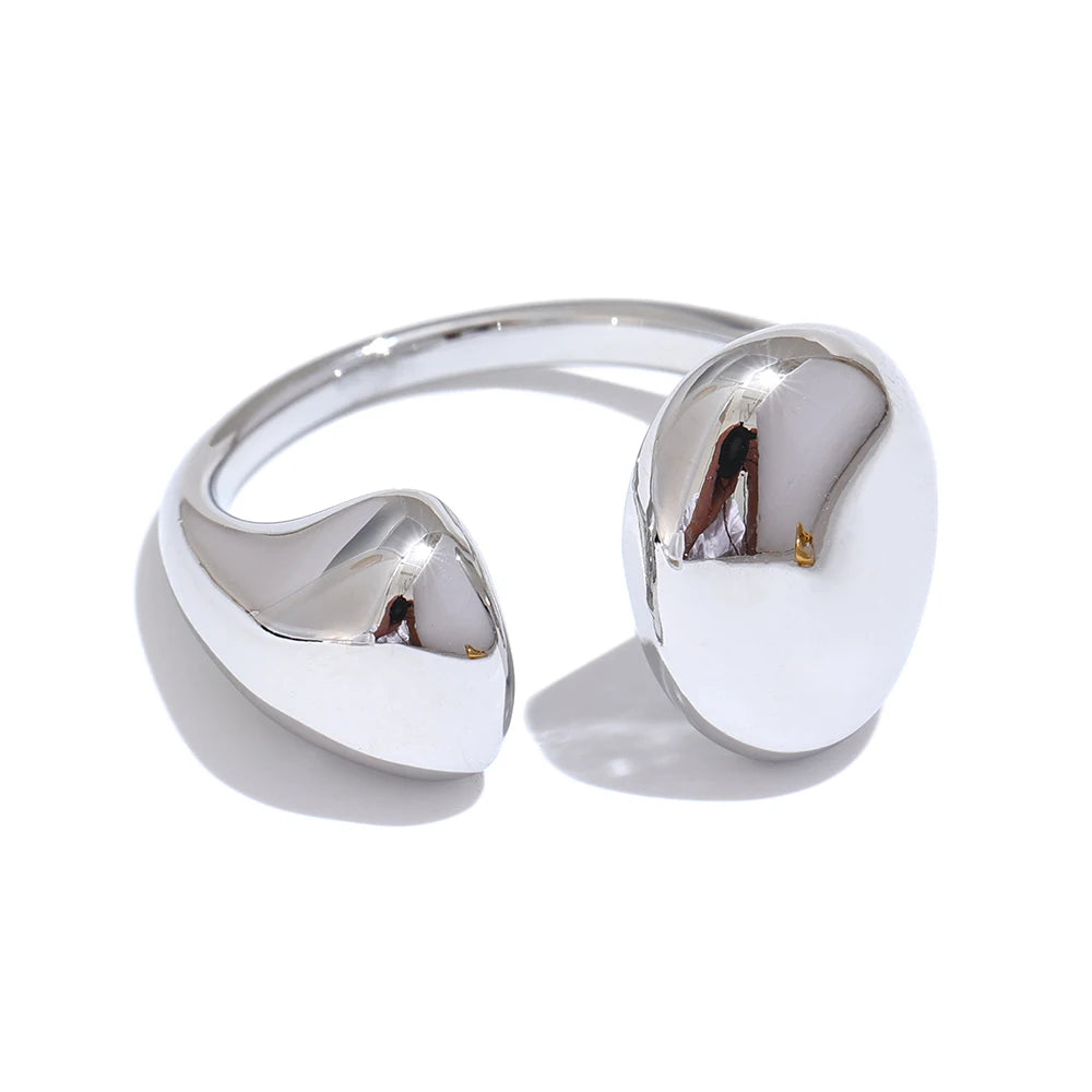 Yhpup Stainless Steel High Quality Minimalist Daily Smooth Fashion Open Adjustable Ring Waterproof Electroplated Cast Jewelry