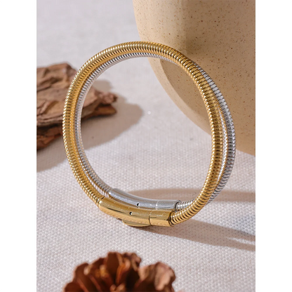 Yhpup 316 Stainless Steel Chain Statement Bracelet Bangle 18K PVD Plated Water Resistant Trendy Daily Jewelry Accessories Gift