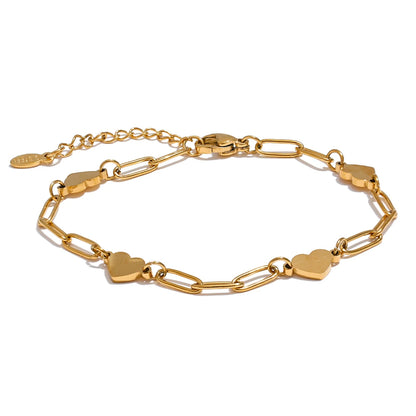 Yhpup Fashion Stainless Steel Heart Handmade Chain Bracelet Bangle Waterproof Daily Charm Wrist Jewelry Bijoux Femme