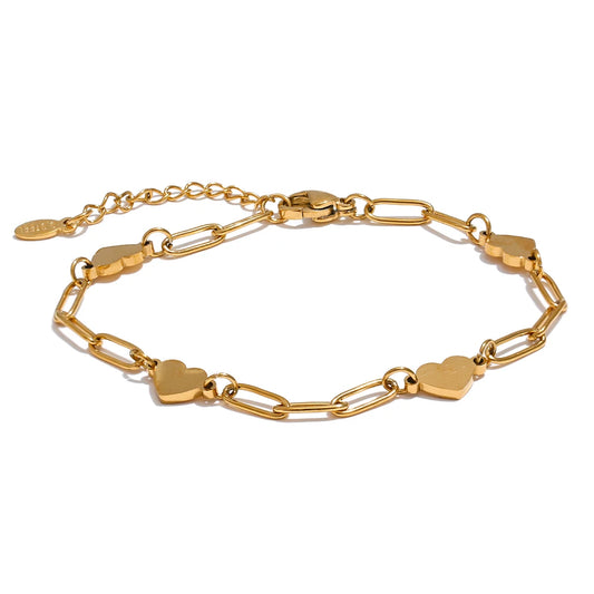 Yhpup Fashion Stainless Steel Heart Handmade Chain Bracelet Bangle Waterproof Daily Charm Wrist Jewelry Bijoux Femme