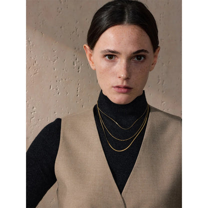 Yhpup High Quality Minimalist Stainless Steel Layered Stacking Fashion Chain Necklace Waterproof Basic Classic Trendy Jewelry
