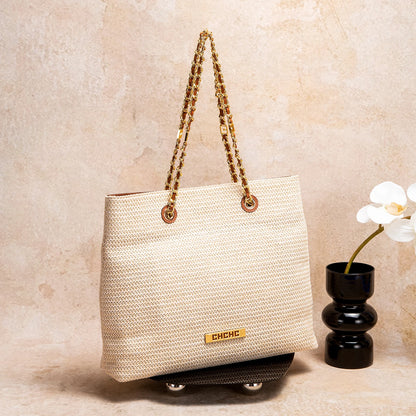 Fashion Classic Retro Stripe Women's New Chain Bag Large Capacity PP Material Women's Shoulder Bag