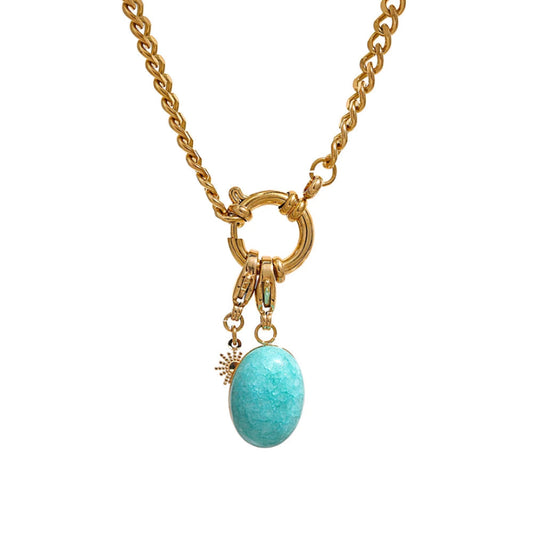 Yhpup Stainless Steel Blue Natural Stone Star Chain Collar Necklace Waterproof Jewelry Delicate Charm Collier for Women