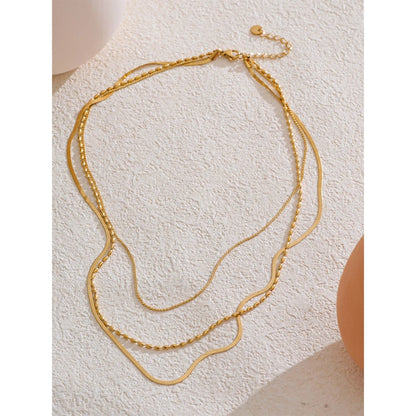 Yhpup High Quality Minimalist Stainless Steel Layered Stacking Fashion Chain Necklace Waterproof Basic Classic Trendy Jewelry