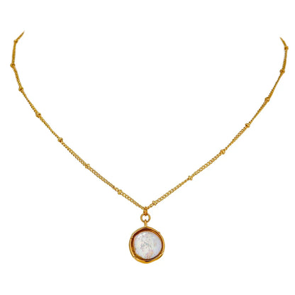Yhpup Stainless Steel Exquisite Natural Pearl Pendant Necklace for Women High Quality 18 K Chain Choker Fashion Jewelry Party