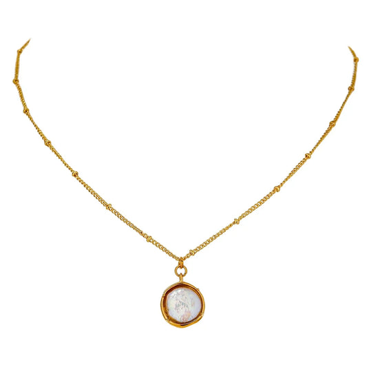 Yhpup Stainless Steel Exquisite Natural Pearl Pendant Necklace for Women High Quality 18 K Chain Choker Fashion Jewelry Party