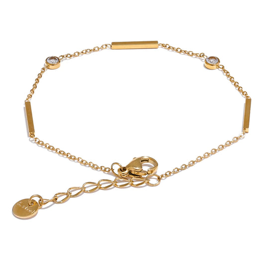 Yhpup 316L Stainless Steel Zircon Thin Chain Bracelet Bangle for Women Summer Simple Water Resistant Chic Jewelry Men