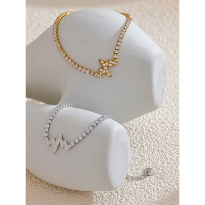Yhpup Delicate Bling Cubic Zirconia Chain Fashion Bracelet Bangle High-Grade Gold Color 18K PVD Plated Premium Jewelry