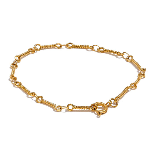 Yhpup Stainless Steel Metal Chic Twisted Handmade Chain Summer Bracelet Bangle 18K PVD Plated Water Resistant Wrist Jewelry Gift