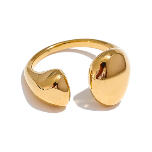 Yhpup Stainless Steel High Quality Minimalist Daily Smooth Fashion Open Adjustable Ring Waterproof Electroplated Cast Jewelry
