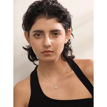 Yhpup 316L Stainless Steel Natural Stone Exquisite Shell Pendant Necklace for Women Chic Waterproof Metal Stylish Collar Jewelry