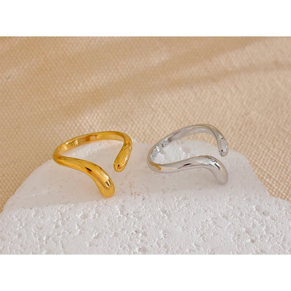 Yhpup Minimalist New Style Stainless Steel Open Chic Adjustable Ring Fashion Thin Finger Korean High Quality Jewelry 18K Golden