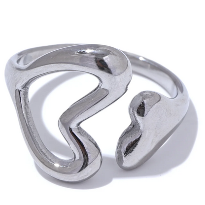 Yhpup Stainless Steel Heart Love Hollow Minimalist Ring Chic 18K PVD Plated Metal Charm Fashion Jewelry бижутерия для женщин
