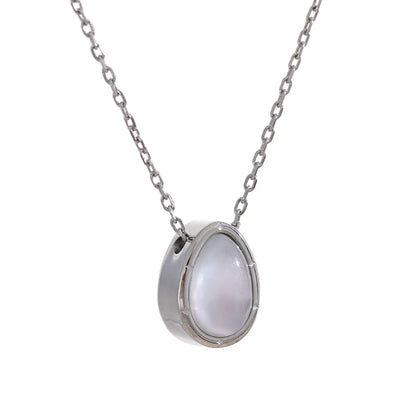 Yhpup 316L Stainless Steel Natural Stone Exquisite Shell Pendant Necklace for Women Chic Waterproof Metal Stylish Collar Jewelry