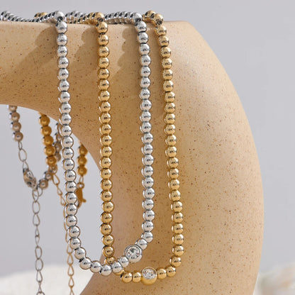 Yhpup High Quality 18K PVD Plated Round Beads Chain Handmade Necklace Water Resistant Stainless Steel Statement Jewelry