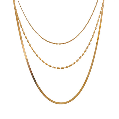 Yhpup High Quality Minimalist Stainless Steel Layered Stacking Fashion Chain Necklace Waterproof Basic Classic Trendy Jewelry
