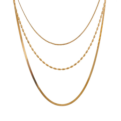 Yhpup High Quality Minimalist Stainless Steel Layered Stacking Fashion Chain Necklace Waterproof Basic Classic Trendy Jewelry