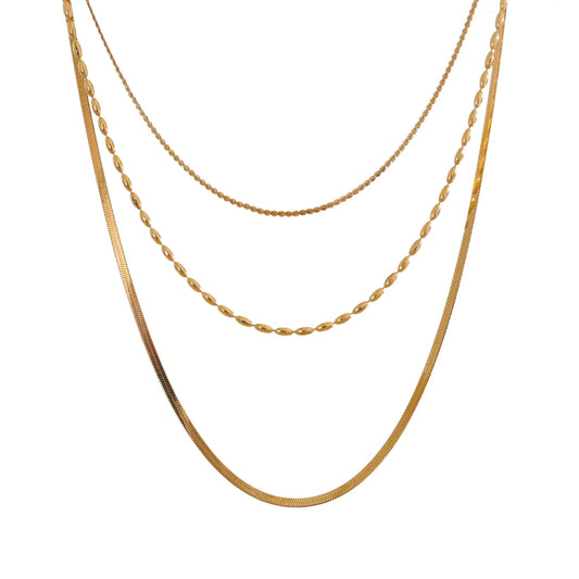 Yhpup High Quality Minimalist Stainless Steel Layered Stacking Fashion Chain Necklace Waterproof Basic Classic Trendy Jewelry