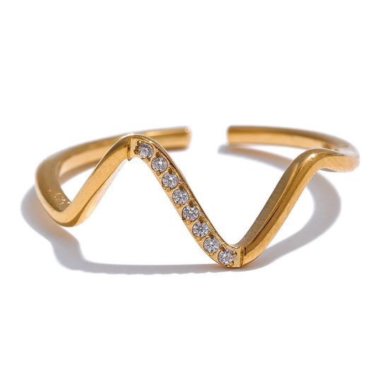 Yhpup Stainless Steel Irregular Adjustable Open Ring Women Fashion Adjustable 18k & Platinum Plated Jewelry Exquisite metal Ring