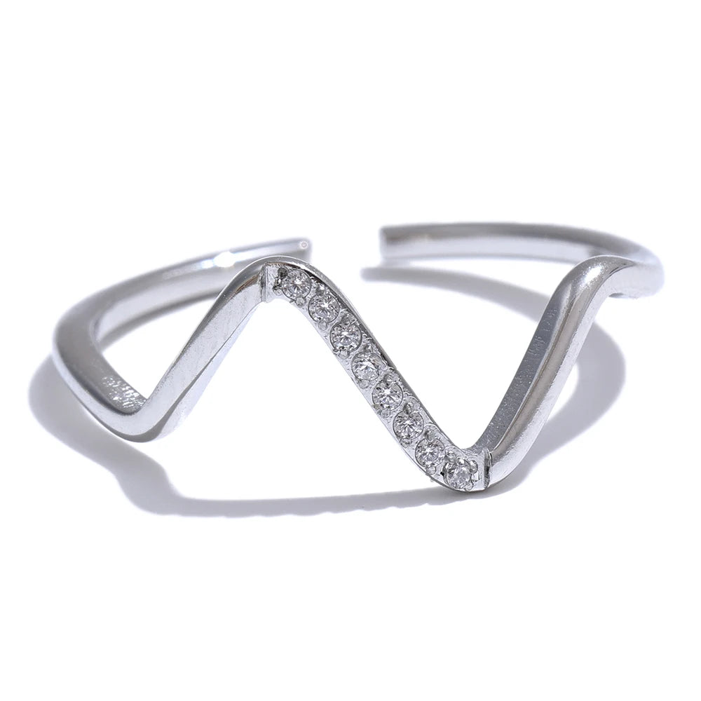 Yhpup Stainless Steel Irregular Adjustable Open Ring Women Fashion Adjustable 18k & Platinum Plated Jewelry Exquisite metal Ring