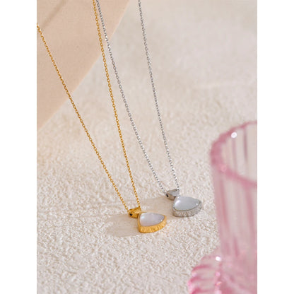 Yhpup Korean Style Natural Thick Shell Chic Pendant Necklace Chain Cross Heart High Quality Women Fashion Jewelry Delicate Gift