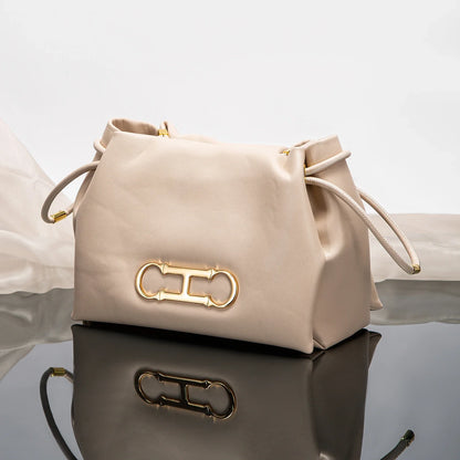 Solid Color Retro Style Women's Shoulder Bag Classic Fashion Women's New Drawstring Design Shoulder Bag