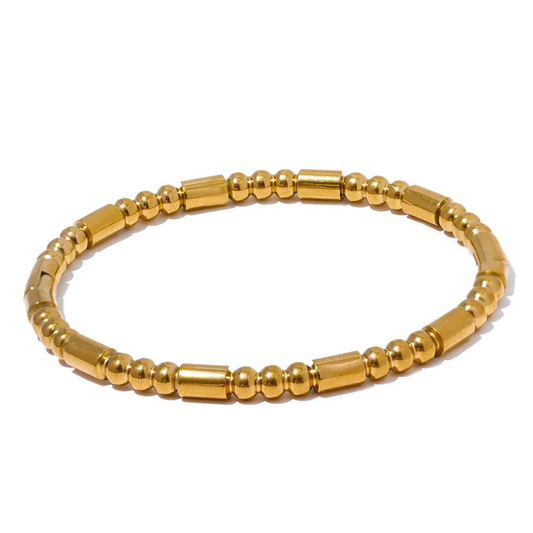 Yhpup 57mm Waterproof Stainless Steel Cast Bead Bracelet Bangle Statement Metal Texture Wrist Jewelry Women's Accessories New