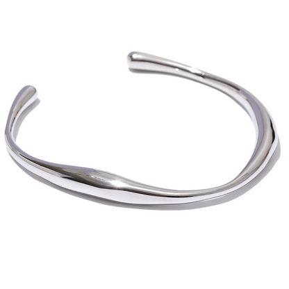 Yhpup Opening 316 Stainless Steel Wrist Bracelet Bangle Gold Color Minimalist Texture Statement Brand Jewelry for Women Party